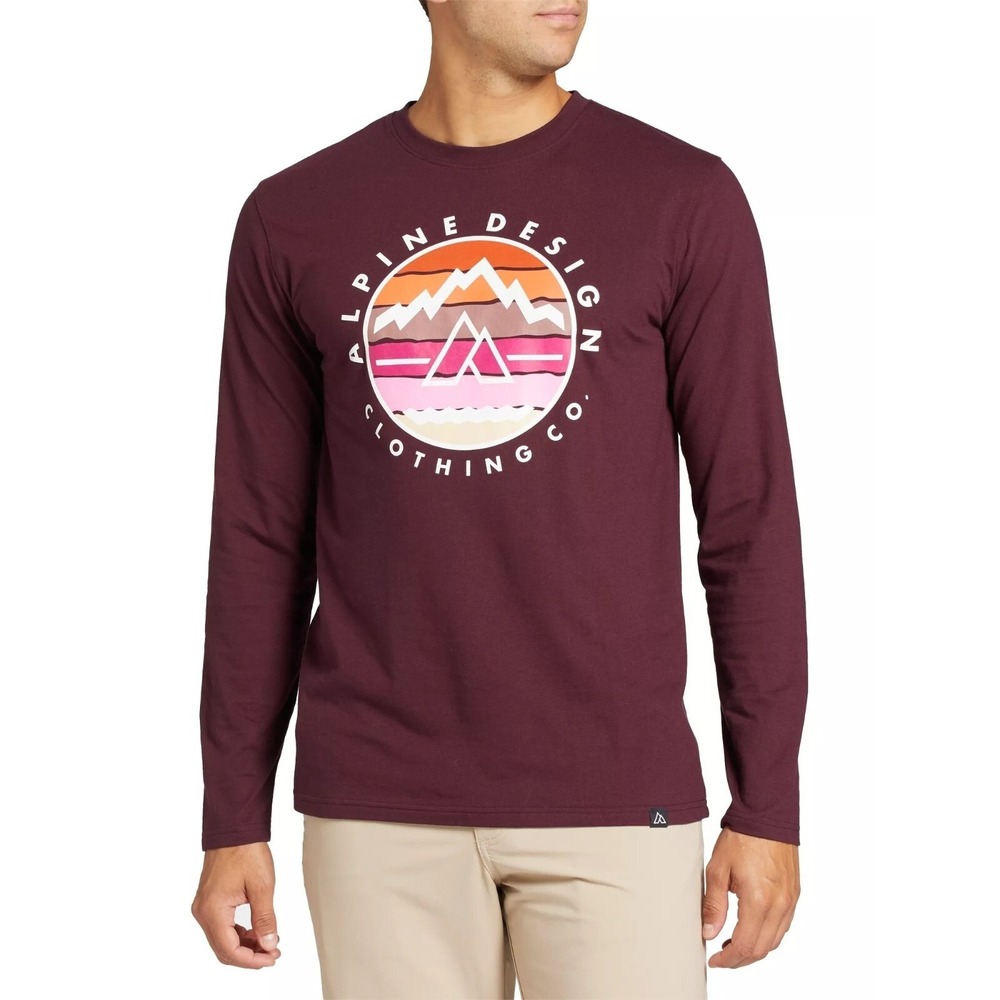 Alpine Design Men's Long Sleeve Graphic T-Shirt Large NWT Mountains Outdoors